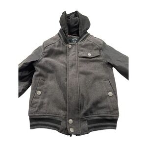 Urban Republic Boys Black Hooded With Faux Sleeve Jacket Size Medium‎ 10/12 EUC